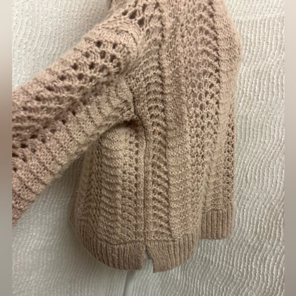 Madewell Windemere Pointelle Sweater M Bisque Beige Wool Alpaca Soft Pullover - Picture 5 of 12